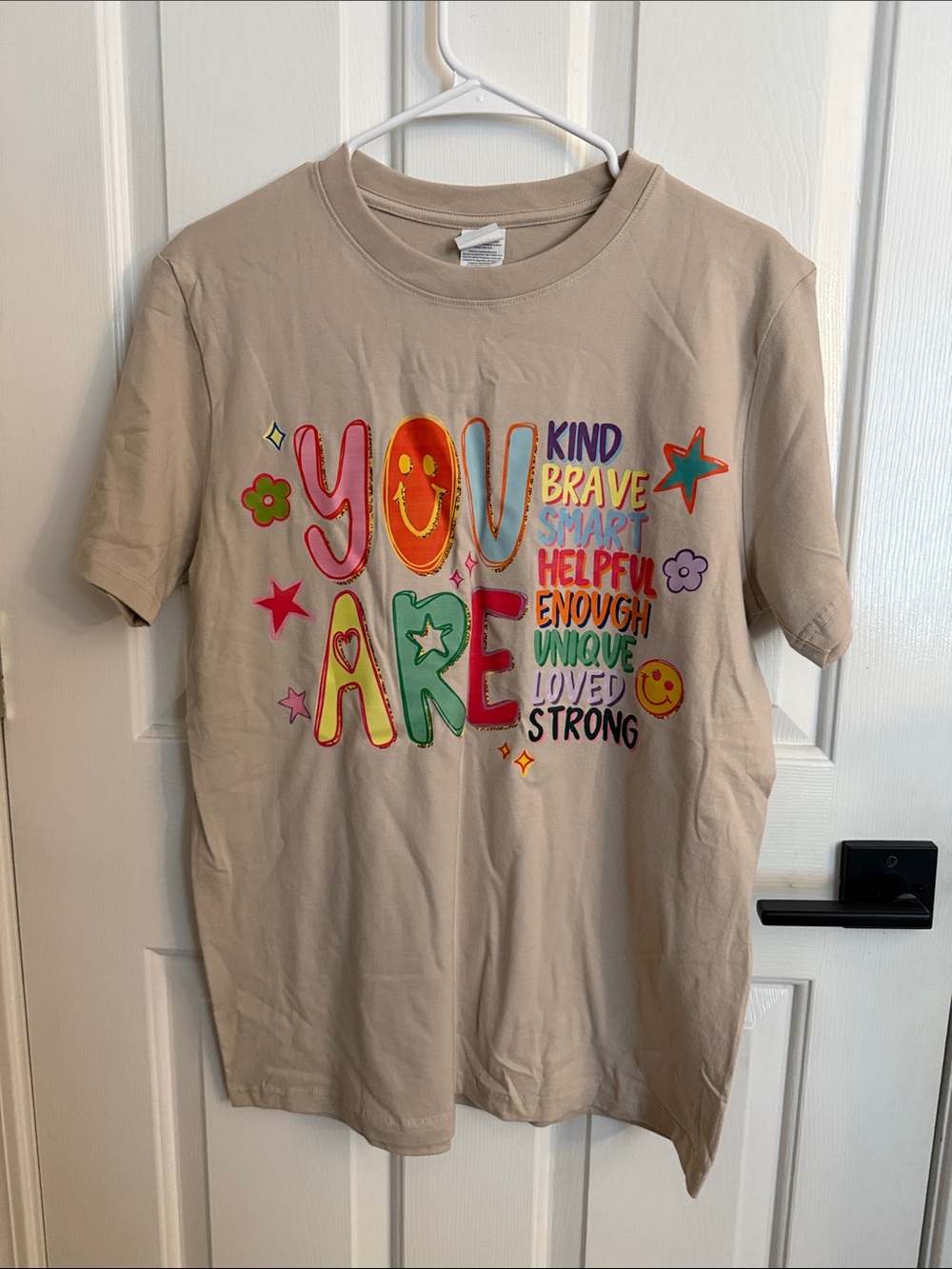Beige Graphic Tee - You Are Positive Affirmation